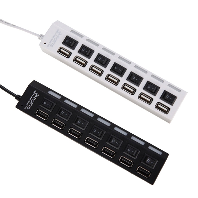 Bộ Chia 7 Cổng USB 2 0 Hub Có Công Tắc Đèn LED