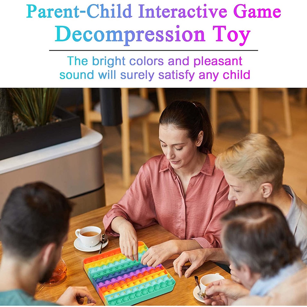 Kích thước lớn Pop It cầu vồng Popit Đồ chơi thần tài Silicone Đẩy bong bóng Đồ chơi bóp giảm căng thẳng thú vị Giải trí Giáo dục cho trẻ em Rẻ Rainbow Big Fidget