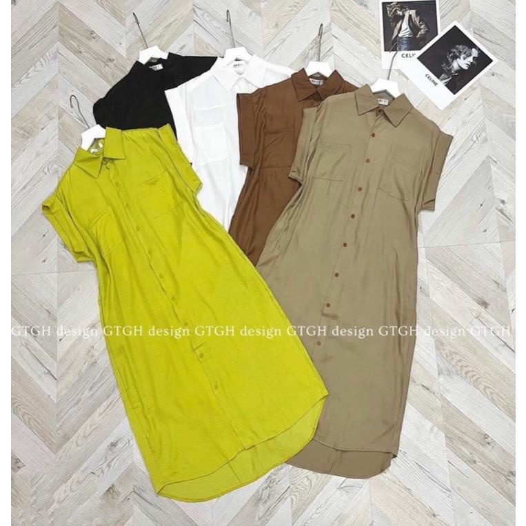 TCO Đầm sơ mi công sở dáng suông tay sát cánh mẫu nina lê