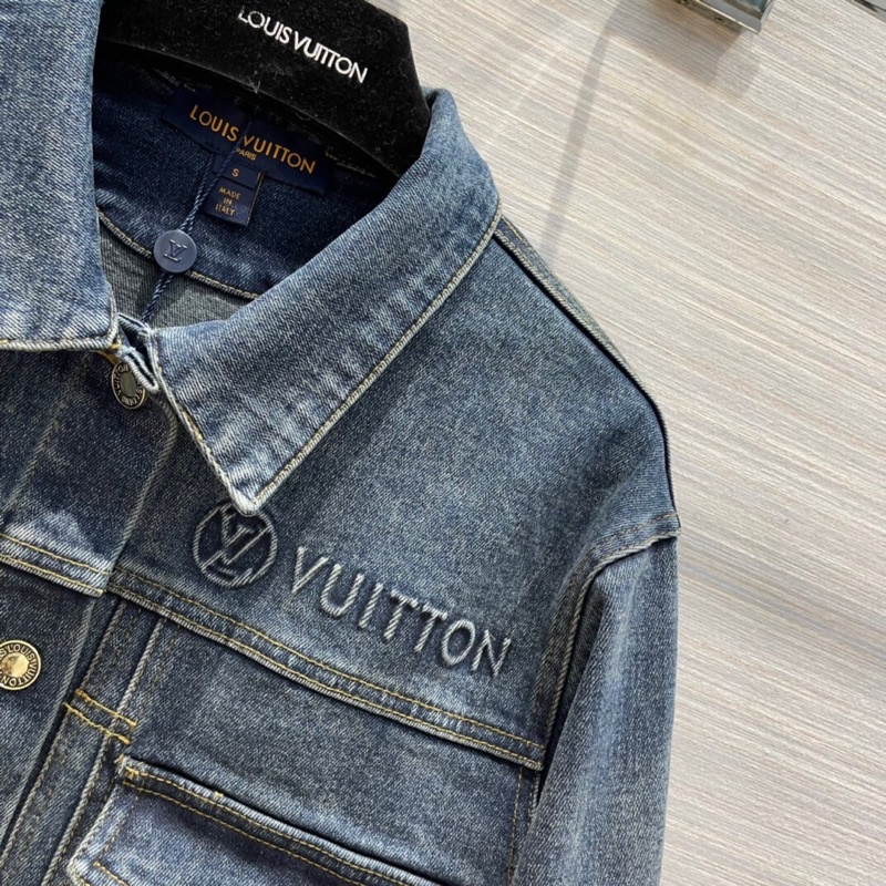Áo khoác denim thời trang logo thương hiệu Louis Vuitton LV 2022 cao cấp