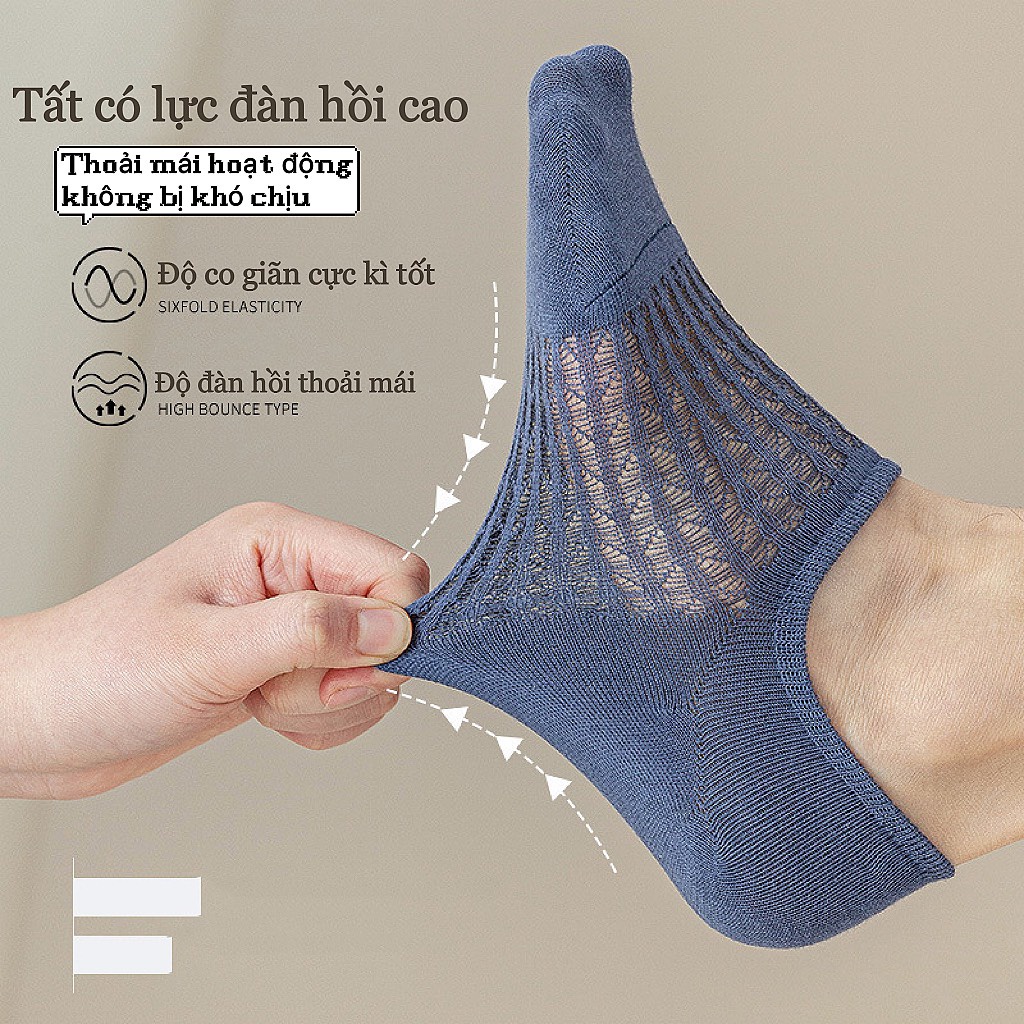 Tất lười nam cao cấp vải lưới thoáng khí, có đệm silicon chống tuột gót - T10
