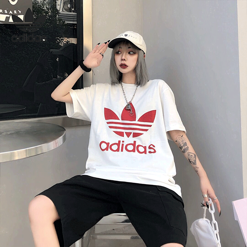 Bộ Đồ Thể Thao Adidas 100% Cotton Ngắn Tay Cổ Tròn Thời Trang Mùa Hè Dành Cho Nữ Và Nam