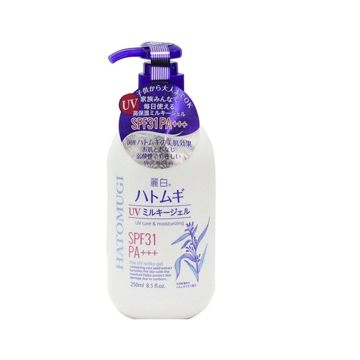 Sữa Dưỡng Thể Chống Nắng Reihaku Hatomugi SPF31+ PA+++ SPF50+ PA++++ UV Care Tone Up  Moisturizing Milky Gel 250ml.