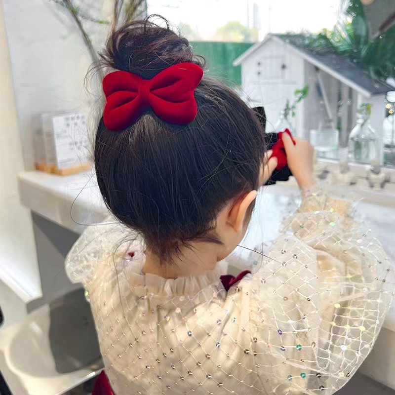 Kẹp Tóc Nơ Vải Nhung Tinh Tế Phong Cách Hàn Quốc Ngọt Ngào