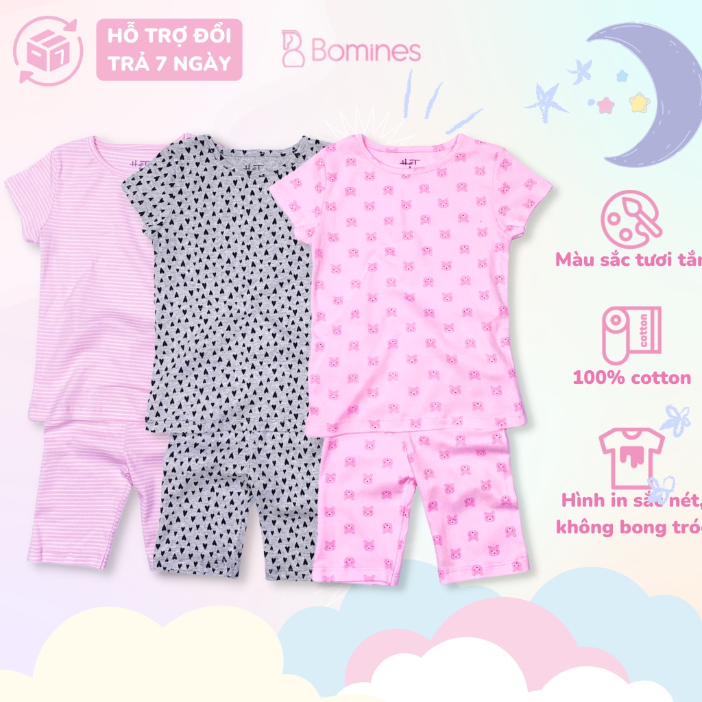 Đồ bộ mặc nhà bé gái BOMINES, nhiều họa tiết xinh xắn dễ thương 14- 36kg DBLBGBORIPNHIEUHINH