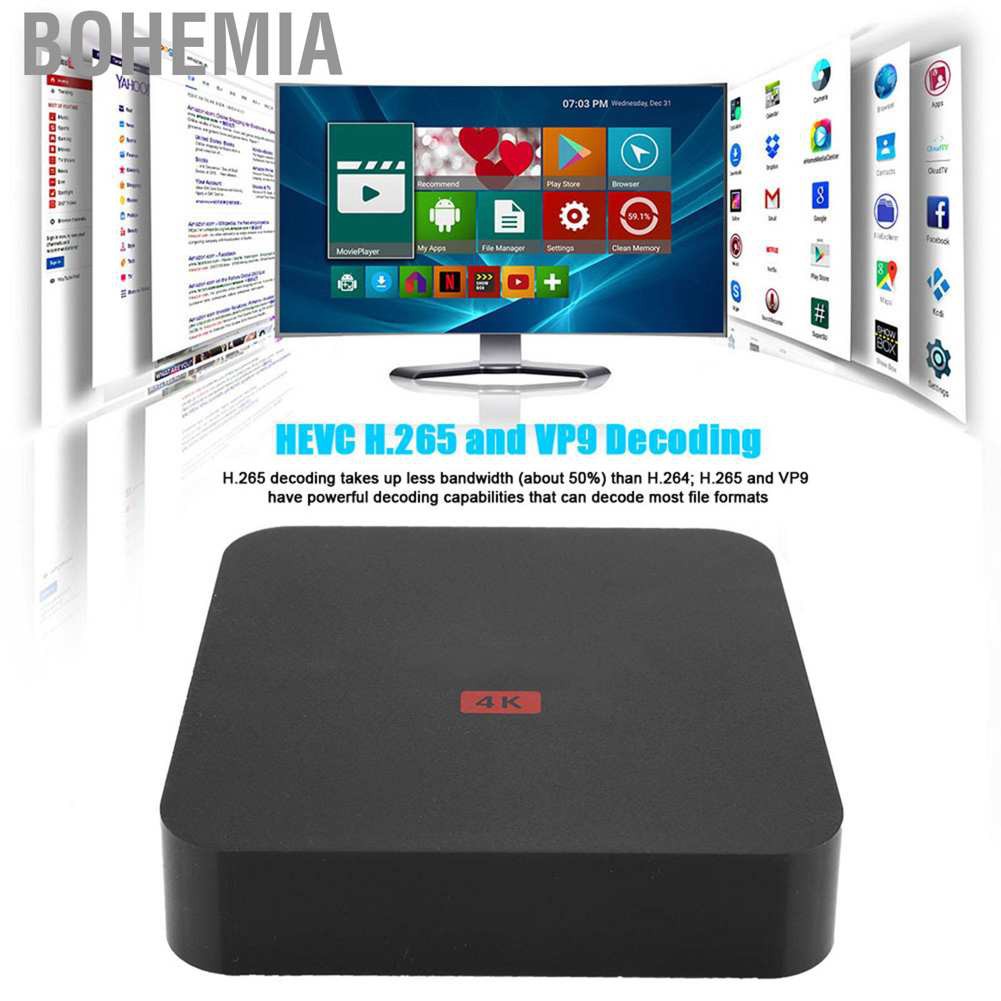 Đầu Mxq Pro 4k Rk3229 1 + 8g Wifi Bt Stb Tv Box Hd Smart Media Cho Android 7.1