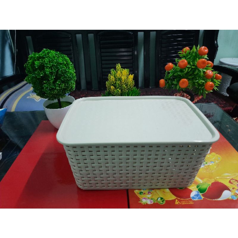 Giỏ Đựng Đồ Có Nắp Hàn Quốc Song Long Cỡ Bé 2572 - Duonghieu6789