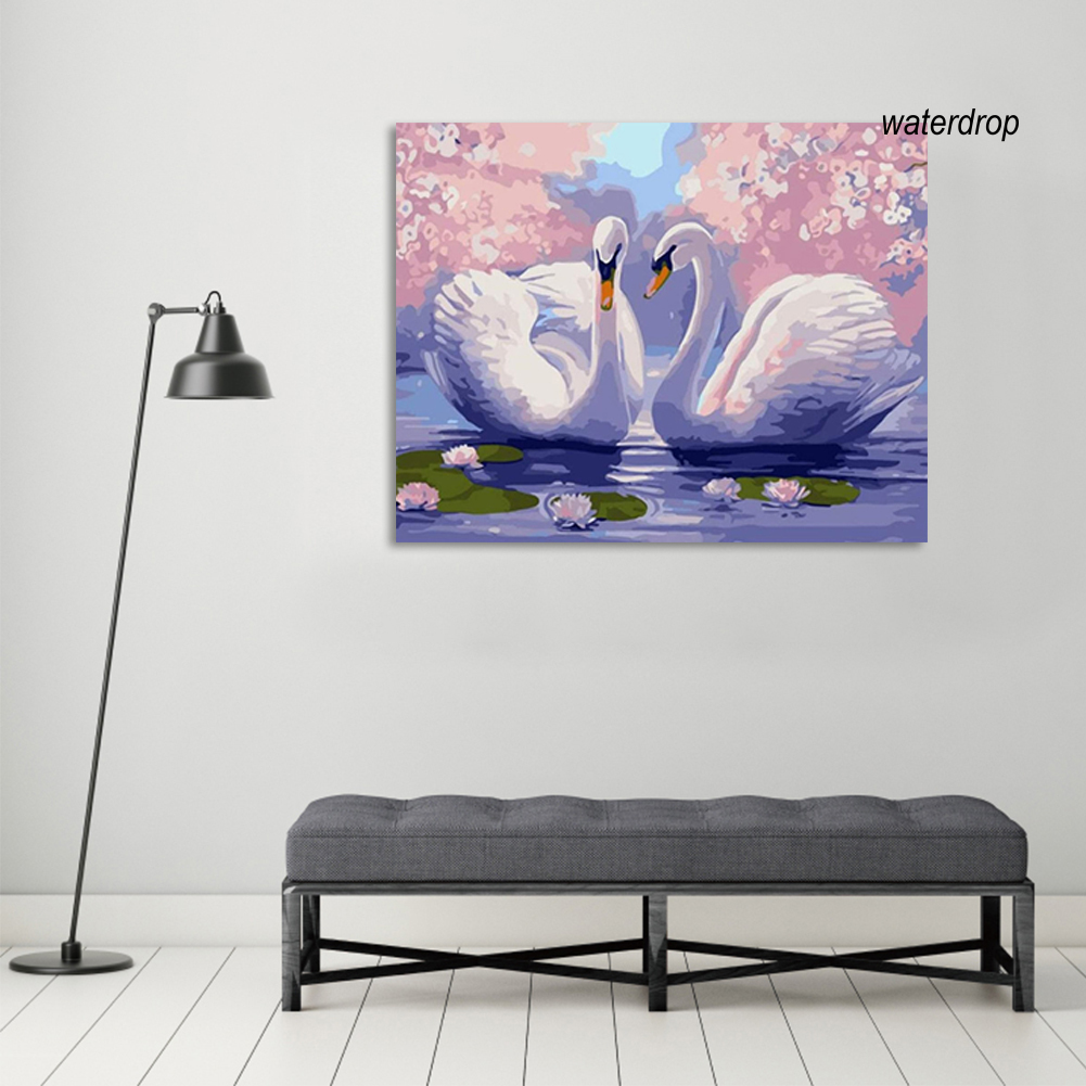 WD Tranh Đính Đá Treo Tường Hình Thiên Nga Kích Thước 30x40cm