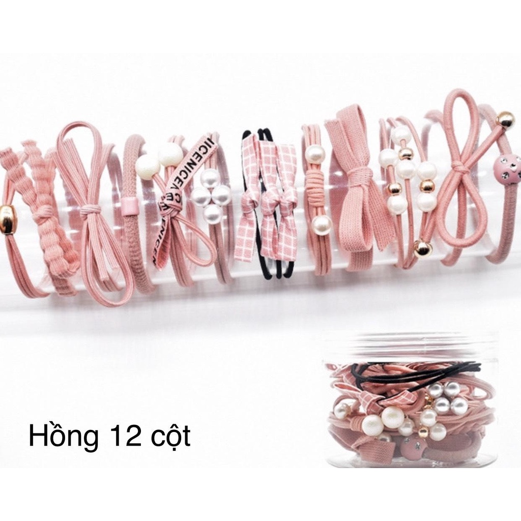 Set 12 dây thun (chun) cột tóc phong cách Hàn Quốc (KHÔNG KÈM HỘP)
