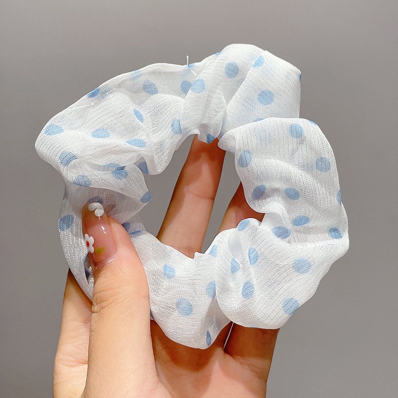 Dây cột tóc scrunchies hoa màu xanh phong cách Hàn Quốc DMX