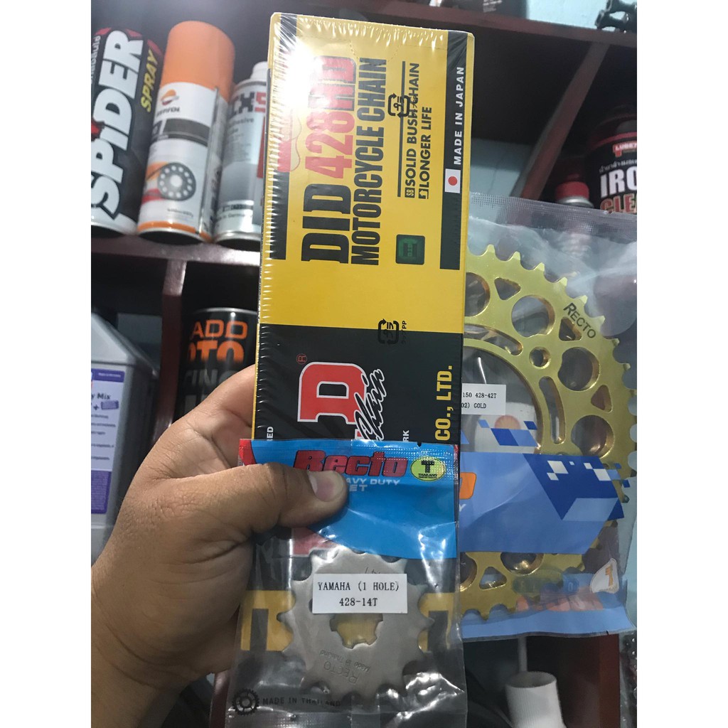 Combo Nhông Sên Dĩa Recto Màu Vàng Cho Exciter + Sên DID 10LI Tem Xanh Chính Hãng Nhật Bản