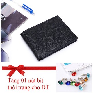 Ví Da Bò Thật thời trang Cao cấp CS1 Tặng núm che bui điện thoại