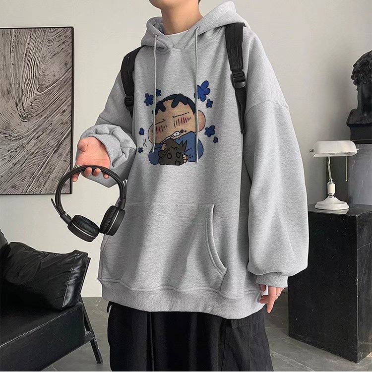 Áo Sweater Nam Nu Cổ Tròn Form Rộng, Áo sweater nỉ unisex Áo len trùm đầu hoạt hình shin-chan nhỏ tươi mới của Nhật Bản