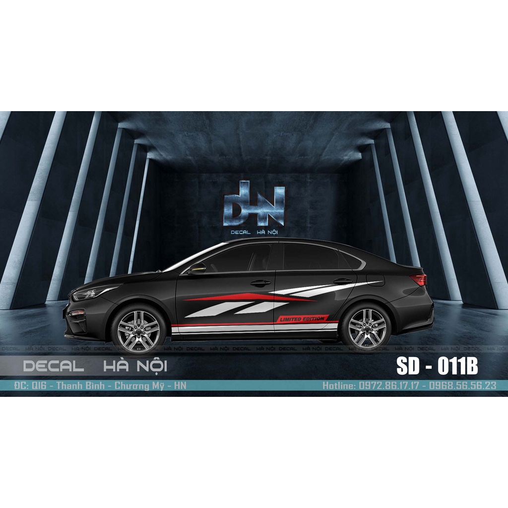 Tem dán sườn oto sedan chống nước chống bai màu ( mã SD - 011 )