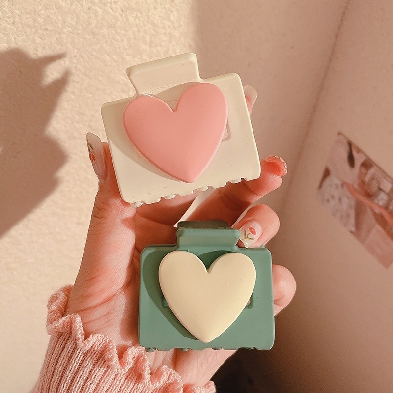 Kẹp Tóc Hình Trái Tim Màu Hồng Phong Cách Hàn Quốc Mới Cho Nữ