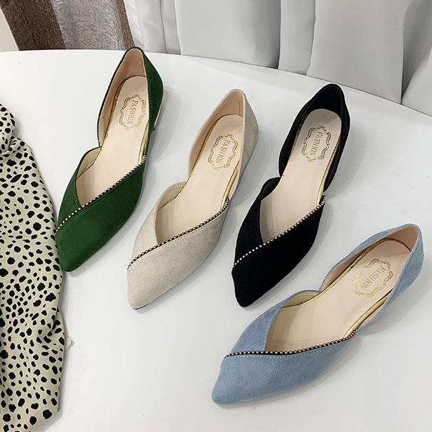 [HÀNG MỚI VỀ] Giầy da nữ mũi nhọn viền hạt - G078