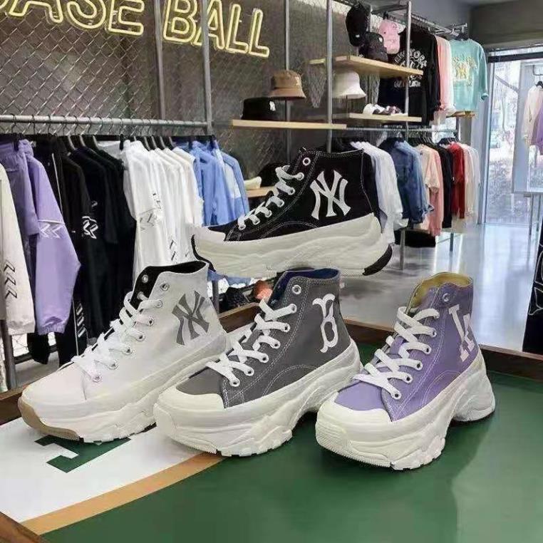Giày thể thao MLB vải canvas cổ cao tăng chiều cao phong cách Hàn Quốc kiểu dáng năng động 2021 🍉