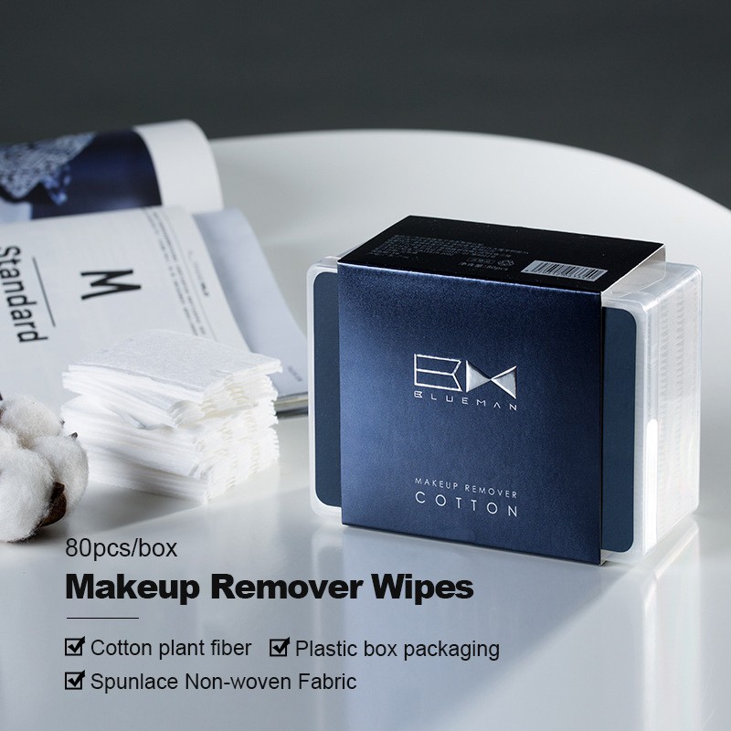 BÔNG TẨY TRANG 3 LỚP COTTON 80miếng/hộp BLUEMAN có tác dụng kép nhẹ nhàng dùng một lần dành cho nam