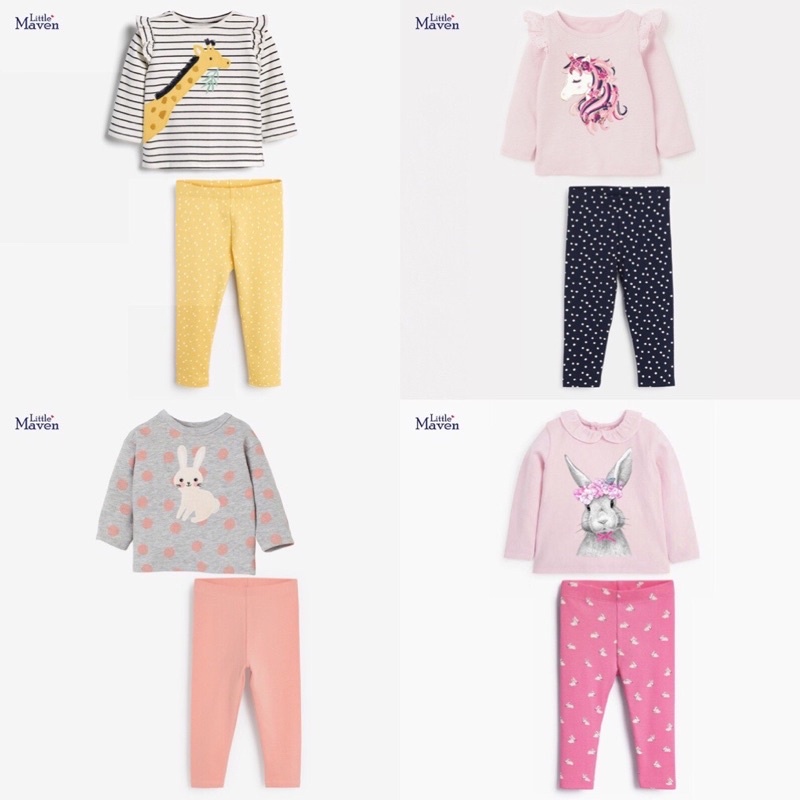 Bộ Cotton bé gái Little Maven chất đẹp