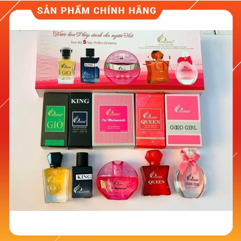 SÉT NƯỚC HOA NAM NỮ CHA ME 5 MÙI CHAI 10 ML