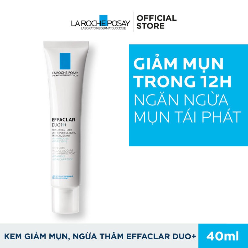 Bộ Đôi La Roche-Posay Giảm Mụn Trong 12H &amp; Làm Sạch Da Effaclar Duo Plus 40ml + Micellar Water Ultra Sensitive Skin 50ml