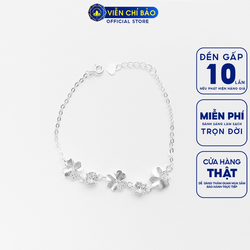 Lắc tay bạc nữ Cỏ bốn lá may mắn chất liệu bạc 925 thời trang phụ kiện trang sức nữ Viễn Chí Bảo L400106x