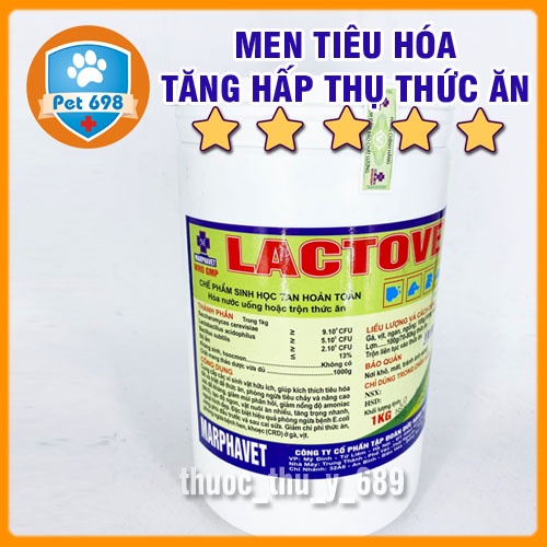 [MEN SỐNG] LACTOVET 1kg men tiêu hóa, phòng tiêu chảy, kích thích tiêu hóa trên gia cầm, thủy cầm, thú cảnh