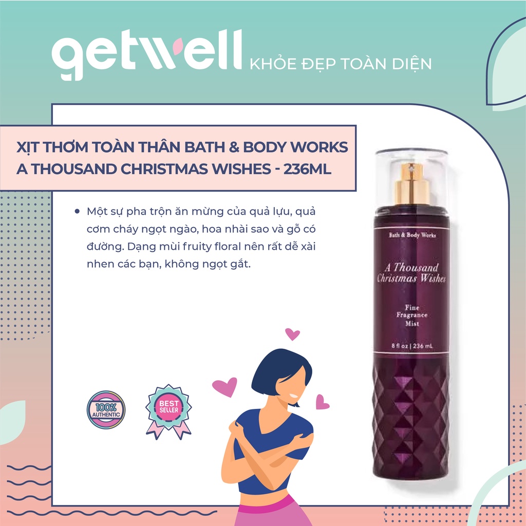 A THOUSAND CHRISTMAS WISHES Xịt thơm toàn thân Bath & Body Works Fine Fragrance Mist