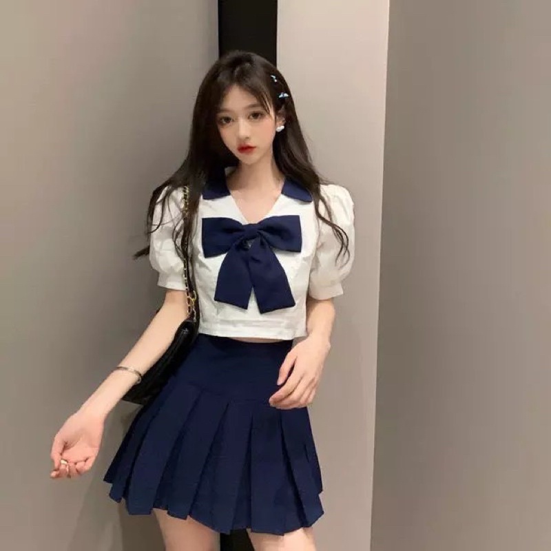 [Bigsize thiết kế] Set thuỷ thủ bigsize áo kèm chân váy (Hình thật)