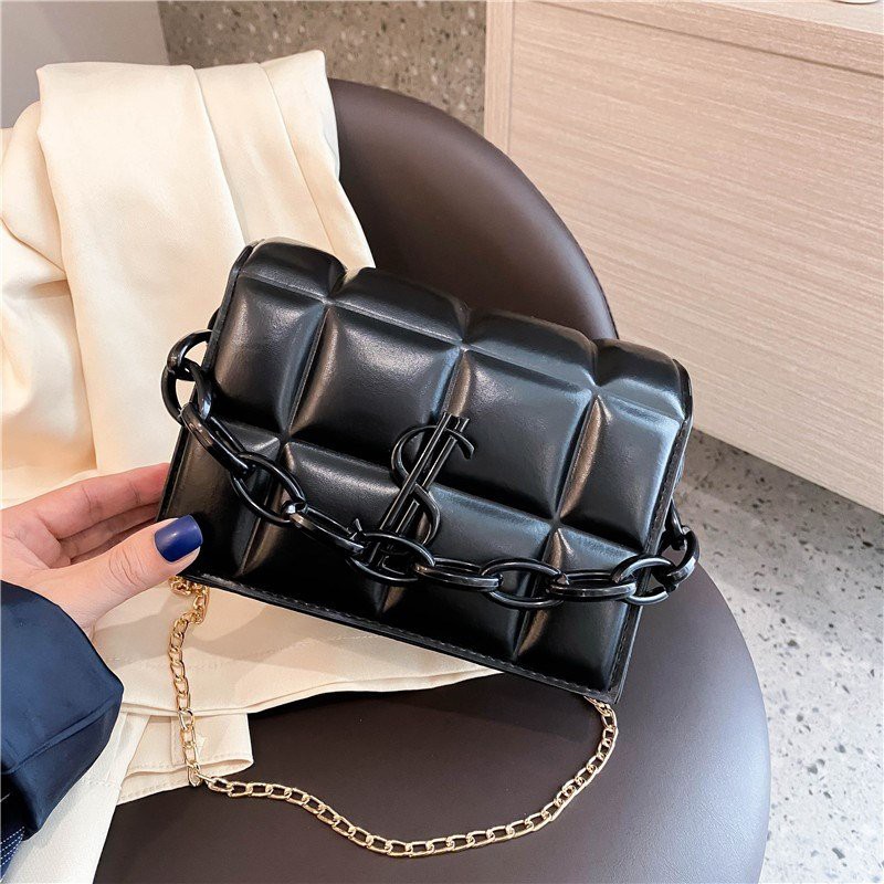 Túi nữ đeo chéo họa tiết ô vuông nhỏ khóa móc cài PN500 giao màu ngẫu nhiên