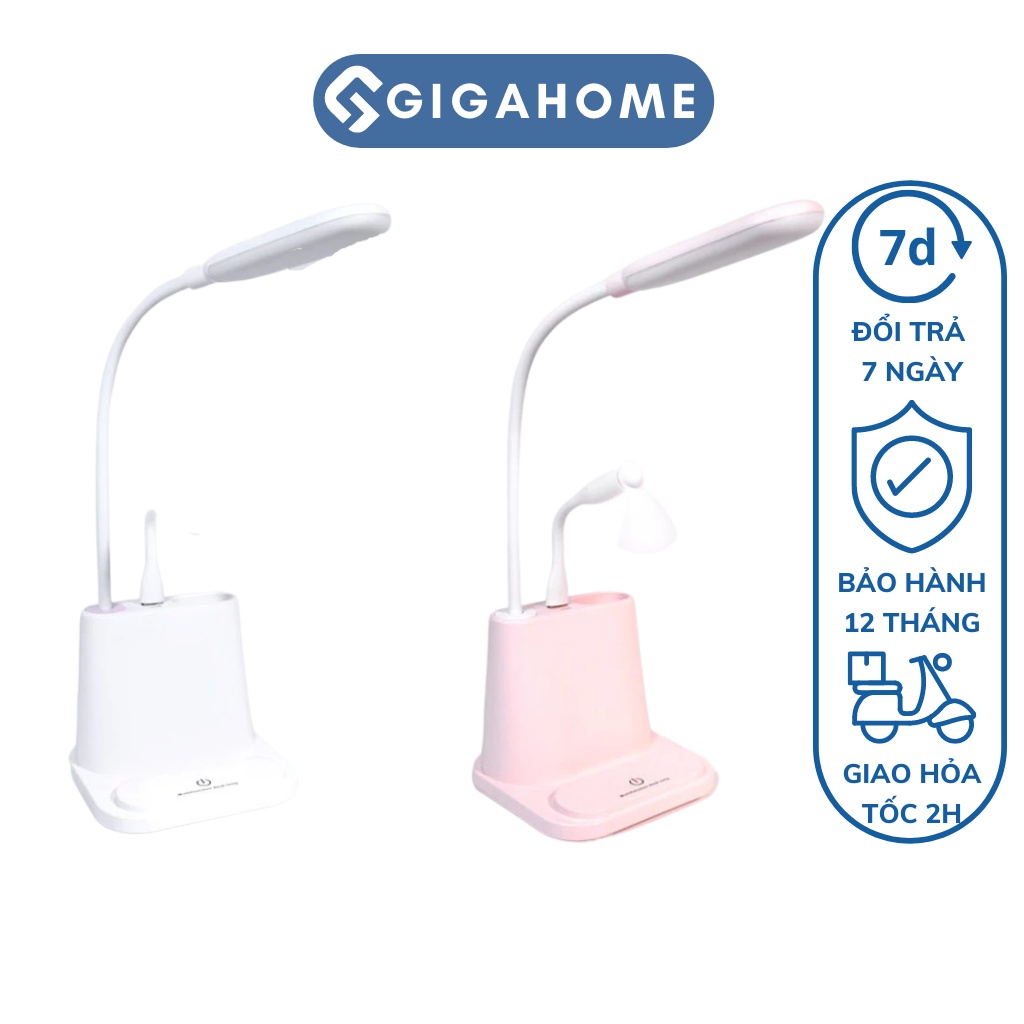 Đèn Học Để Bàn Chống Cận Tích Điện, Bảo Vệ Mắt Cảm Ứng 2 Chế Độ Sáng GIGAHOME 8504