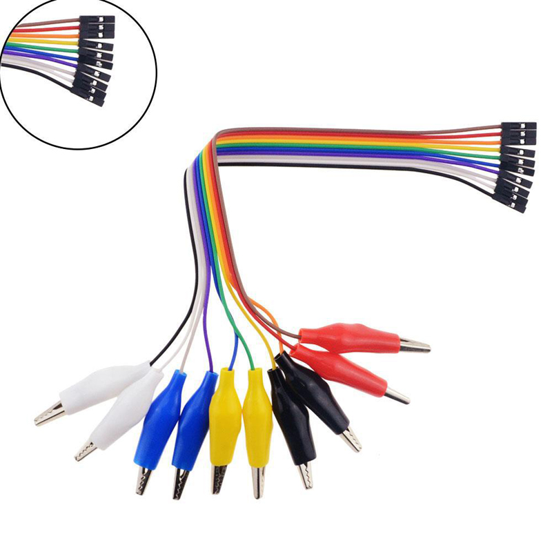 10pin Double-end Wire Crocodile Clip Test Lead Jumper Wire Line Cable Connection