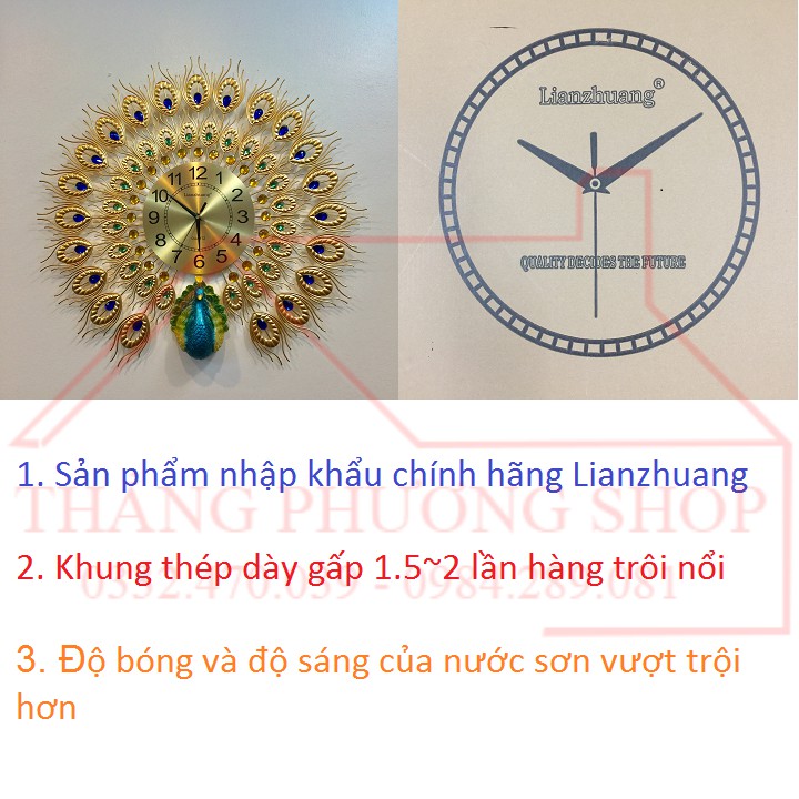 Đồng hồ Trang Trí Chim Công TP-003Y (Hàng Chính Hãng Lianzhuang)