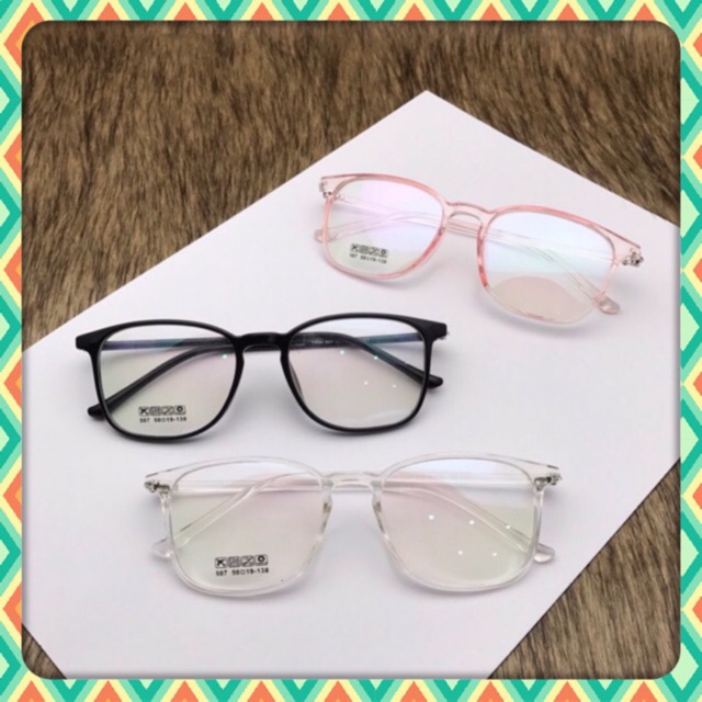 Gọng kính dẻo 0 đến 6 độ vuông bầu lớn cắt cận được