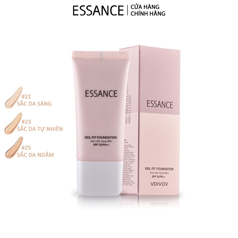 Conbo Kem nền bền màu che khuyết điểm toàn diện Essance Veil Fit Foundation 30ml và Nước tẩy trang sáng da 290ml