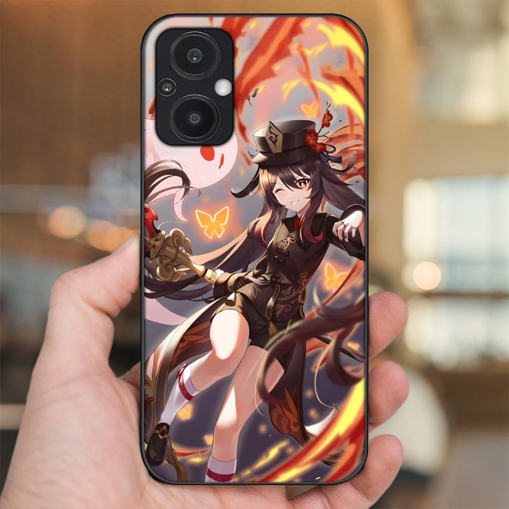 Ốp lưng Oppo Reno 7Z 5G viền đen in hình Hutao Genshin Impact