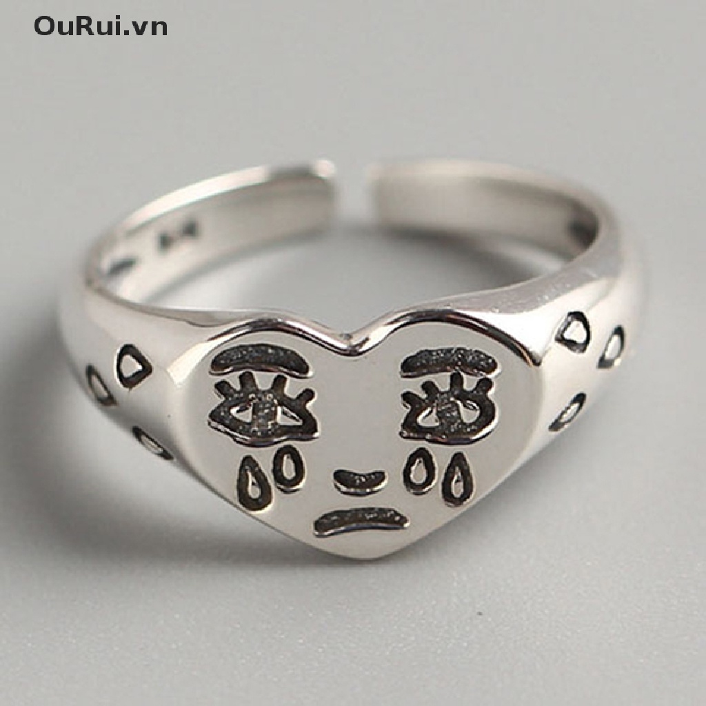 {Fashion} Nhẫn Thời Trang Trung Tính Retro Sáng Tạo Hình Mặt Khóc