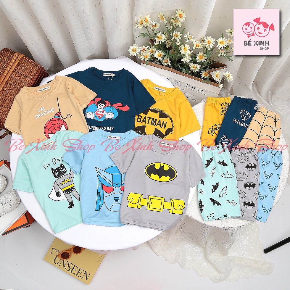 Siêu Nhân Bộ Cộc Tay Chất Thun Lạnh Cho Bé Trai  Đồ Bộ Cộc Hè Tay Ngắn Mặc Nhà Cho Bé Trai Minky Mom NgườiNhện
