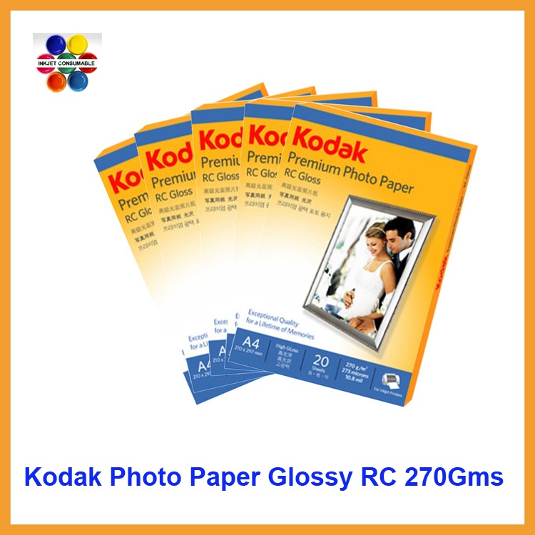 GIẤY IN ẢNH CHÍNH HẢNG KODAK A4 RC HIGH GLOSSY 270G