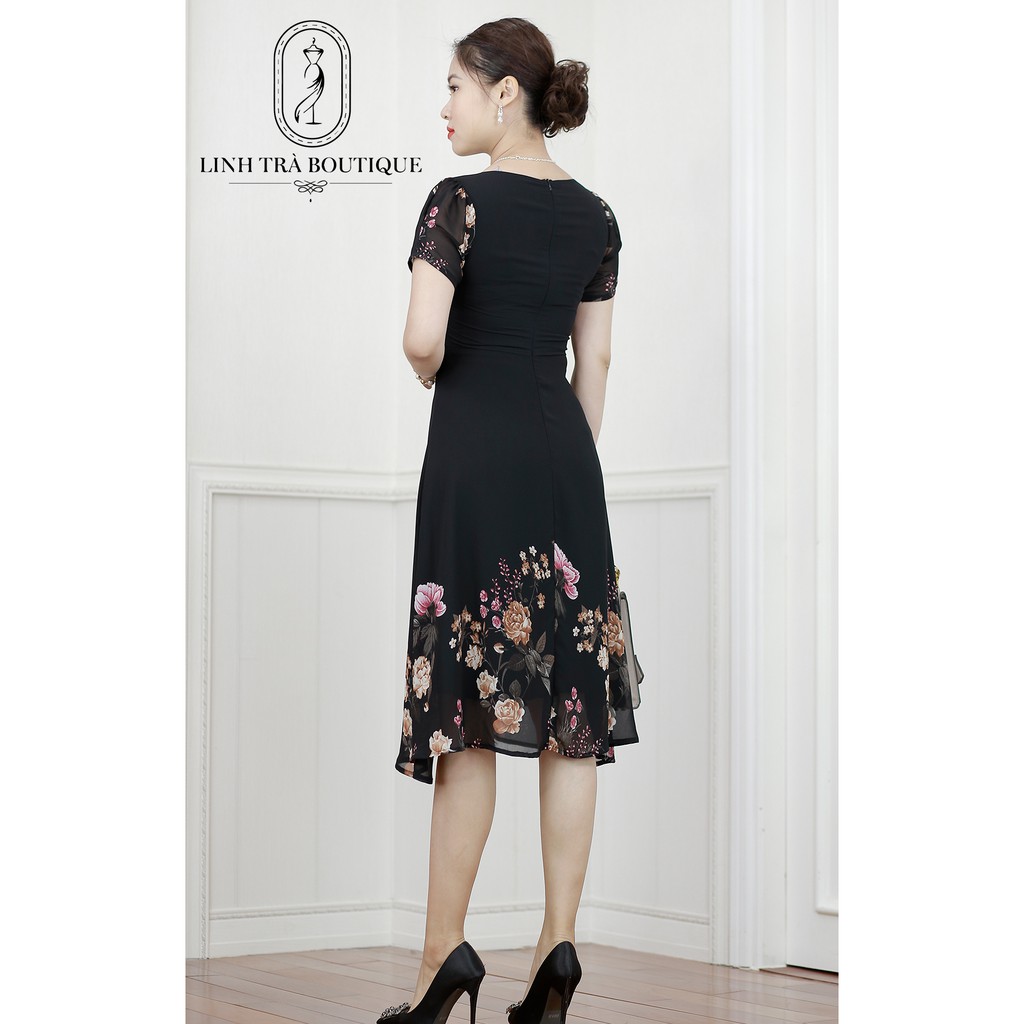 Đầm trung niên cao cấp [LINH TRÀ] đầm voan dáng xoè hoạ tiết hoa trẻ trung cực xinh - mã TM 134 | BigBuy360 - bigbuy360.vn