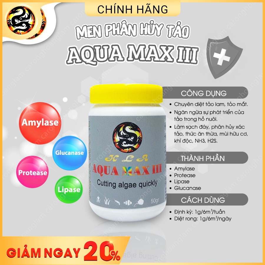 [Mã 155FMCGSALE giảm 7% - tối đa 100K đơn 500K] Men Diệt Tảo Hồ Cá AQUA MAX 3