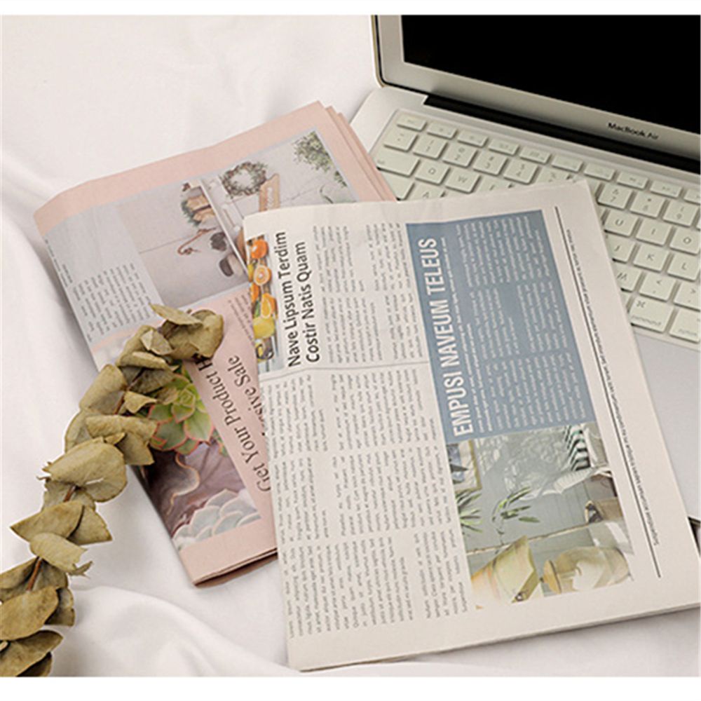 Set 2 tấm giấy tạp chí chữ tiếng anh phong cách cổ điển dùng để gói quà trang trí nền chụp ảnh nhiều màu tùy chọn