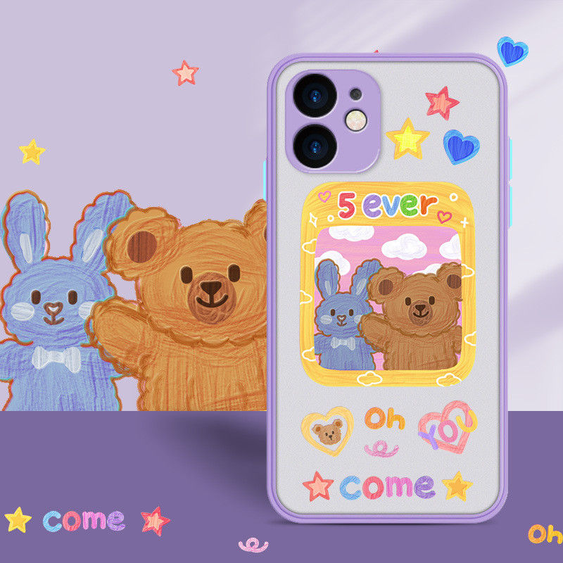 Ốp Lưng Hình Gấu Brown Và Thỏ Cony Đáng Yêu Cho Iphone 11 Pro Max Xr / Xs / X