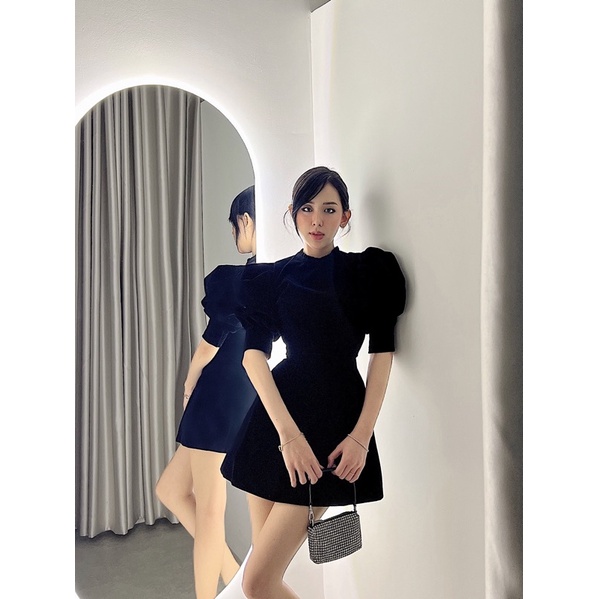 Đầm nhung thiết kế tay phồng form dáng xòe phong cách sang trọng, tiểu thư 𝐋𝐔𝐂𝐘 𝐃𝐑𝐄𝐒𝐒