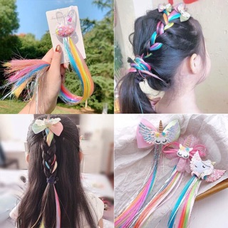 Kẹp tóc Unicorn thắt bím tóc nhiều màu cho bé gái