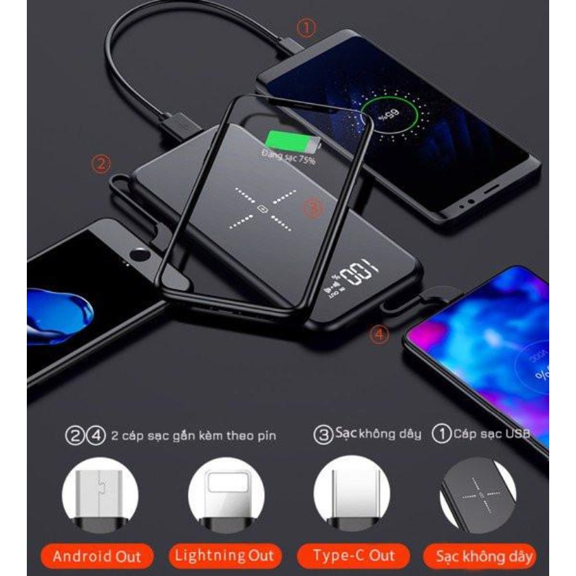 PIN SẠC DỰ PHÒNG TRÁNG GƯƠNG TOVAOON K6