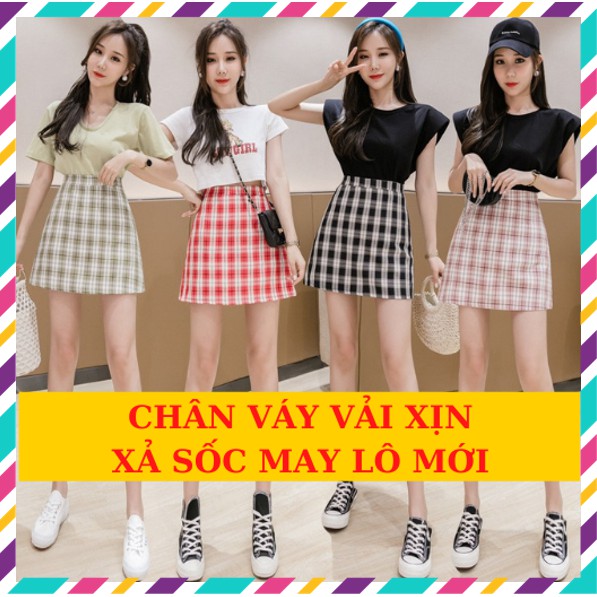 Chân váy chữ a ngắn công sở lưng cao kẻ Caro có quần bảo hộ | BigBuy360 - bigbuy360.vn
