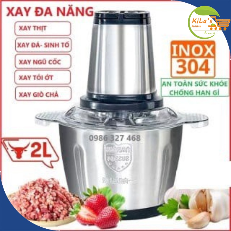 May Xay Thịt Đa Năng 250W Food Processor - Máy Xay Thực Phẩm Có 4 Lưỡi Dao Thép, Lực Xay Nhanh Mạnh