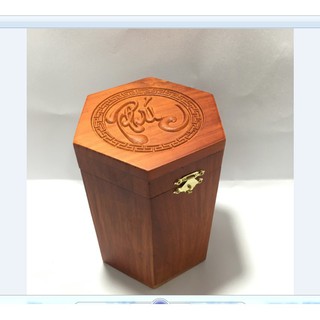 HỘP ĐỰNG CHÈ BẰNG GỖ HƯƠNG CHỮ PHÚC LỤC GIÁC LOẠI CAO TO - ẢNH THẬT MẪU MỚI