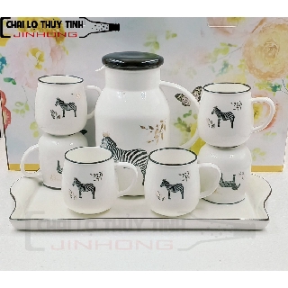 BỘ ẤM CHÉN KHAY GỐM SỨ CAO CẤP (282) L8-55 MS012